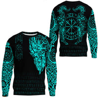Viking Clothing Viking Compass Vegvisir Tattoo Cyan Version Sweatshirts RLT12 - Wonder Print Shop