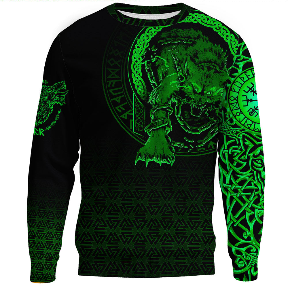 Viking Clothing Viking Fenrir Norse 3D Green Sweatshirts RLT12 - Wonder Print Shop