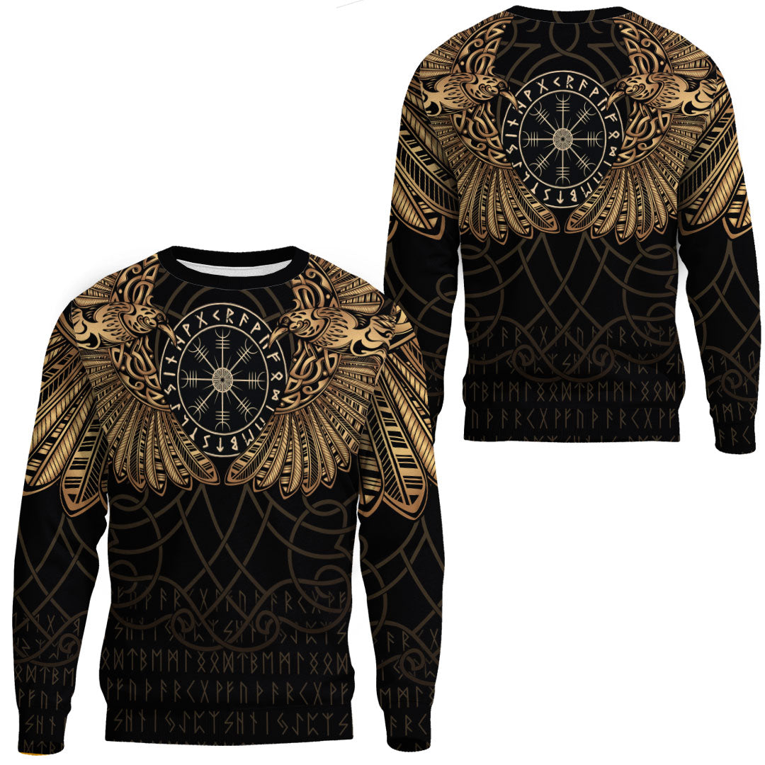 Viking Clothing Viking Odin's Celtic Two Ravens Gold Version Sweatshirts RLT12 - Wonder Print Shop