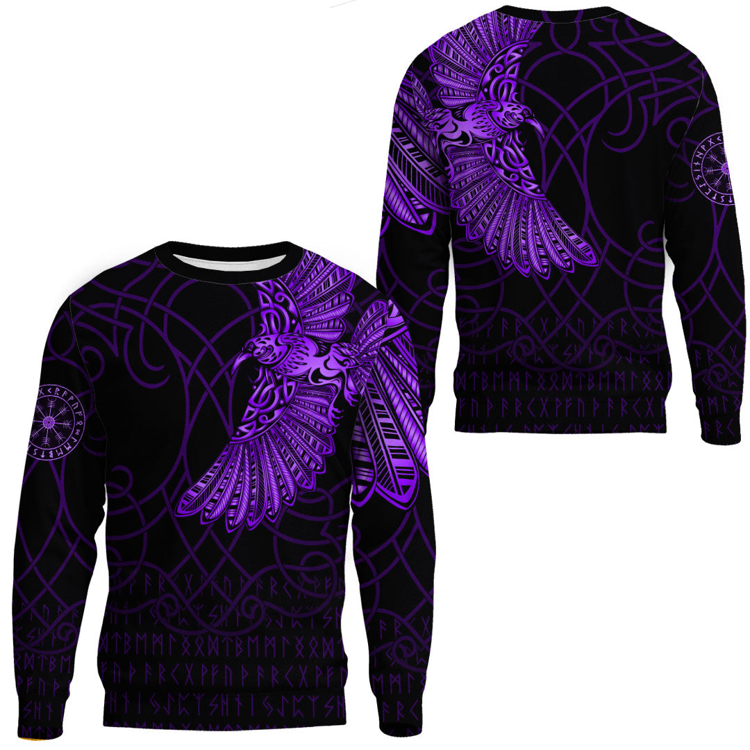 Viking Clothing Viking Odins Raven Tattoo Purple Version Sweatshirts RLT12 - Wonder Print Shop