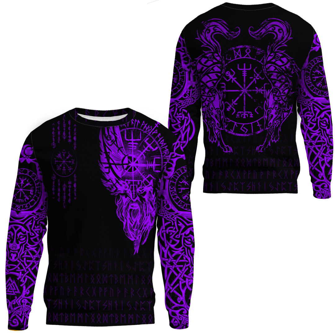 Viking Clothing Viking Compass Vegvisir Tattoo Purple Version Sweatshirts RLT12 - Wonder Print Shop