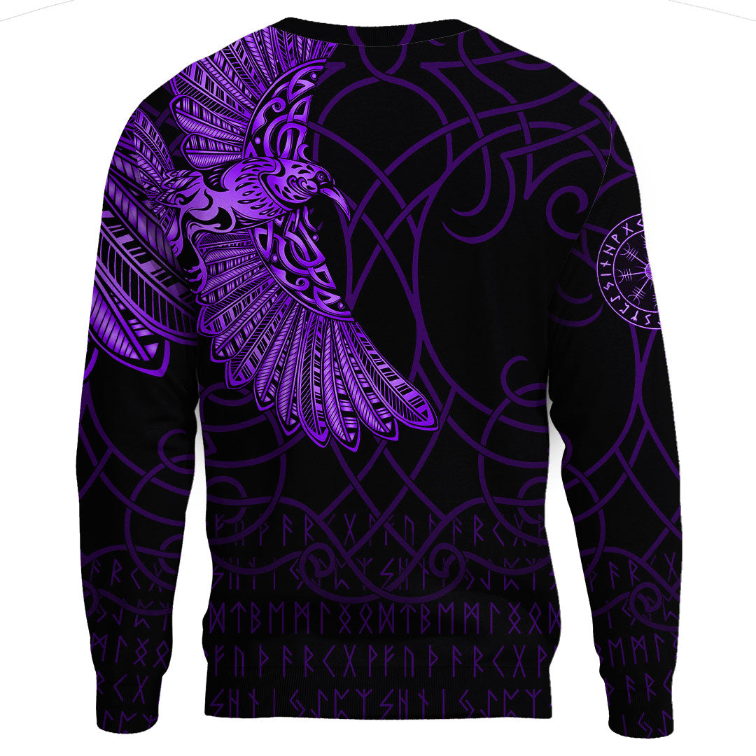 Viking Clothing Viking Odins Raven Tattoo Purple Version Sweatshirts RLT12 - Wonder Print Shop