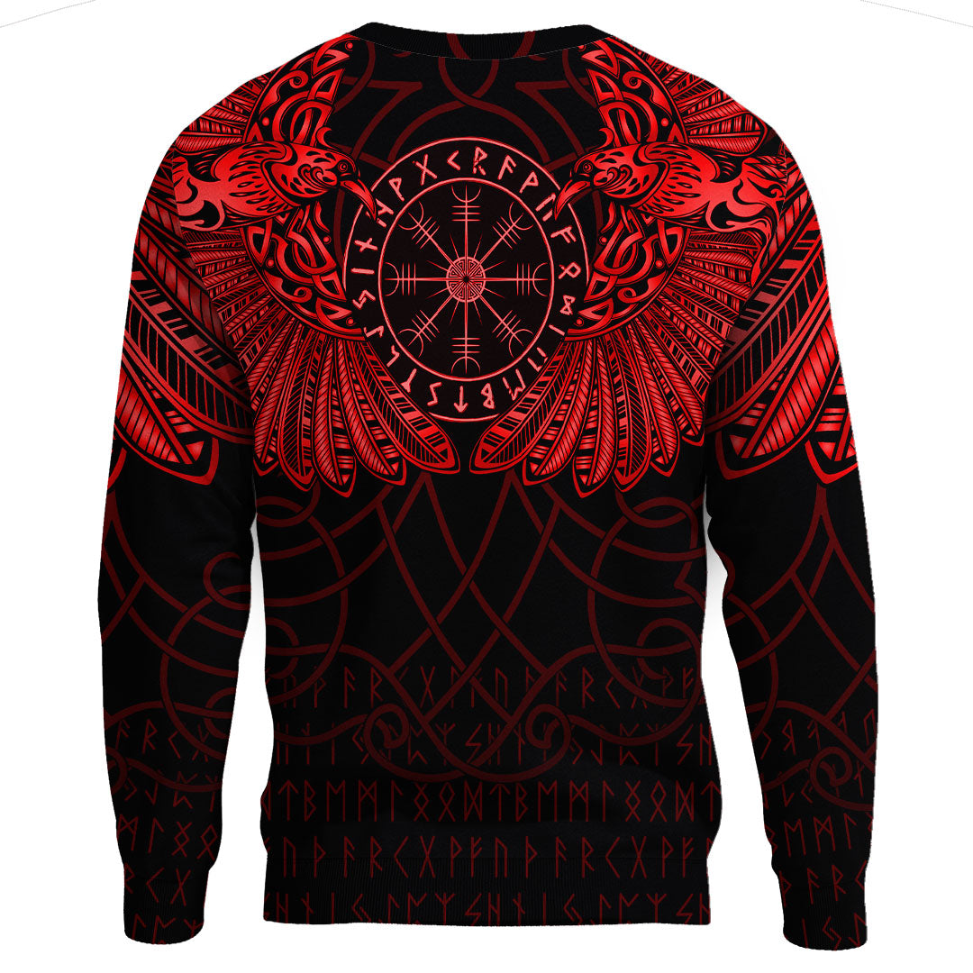 Viking Clothing Viking Odin's Celtic Two Ravens Red Version Sweatshirts RLT12 - Wonder Print Shop