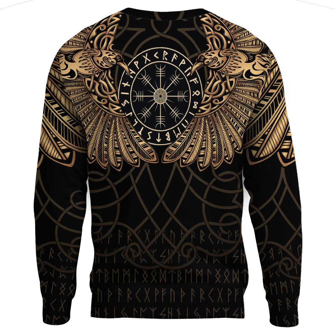 Viking Clothing Viking Odin's Celtic Two Ravens Gold Version Sweatshirts RLT12 - Wonder Print Shop