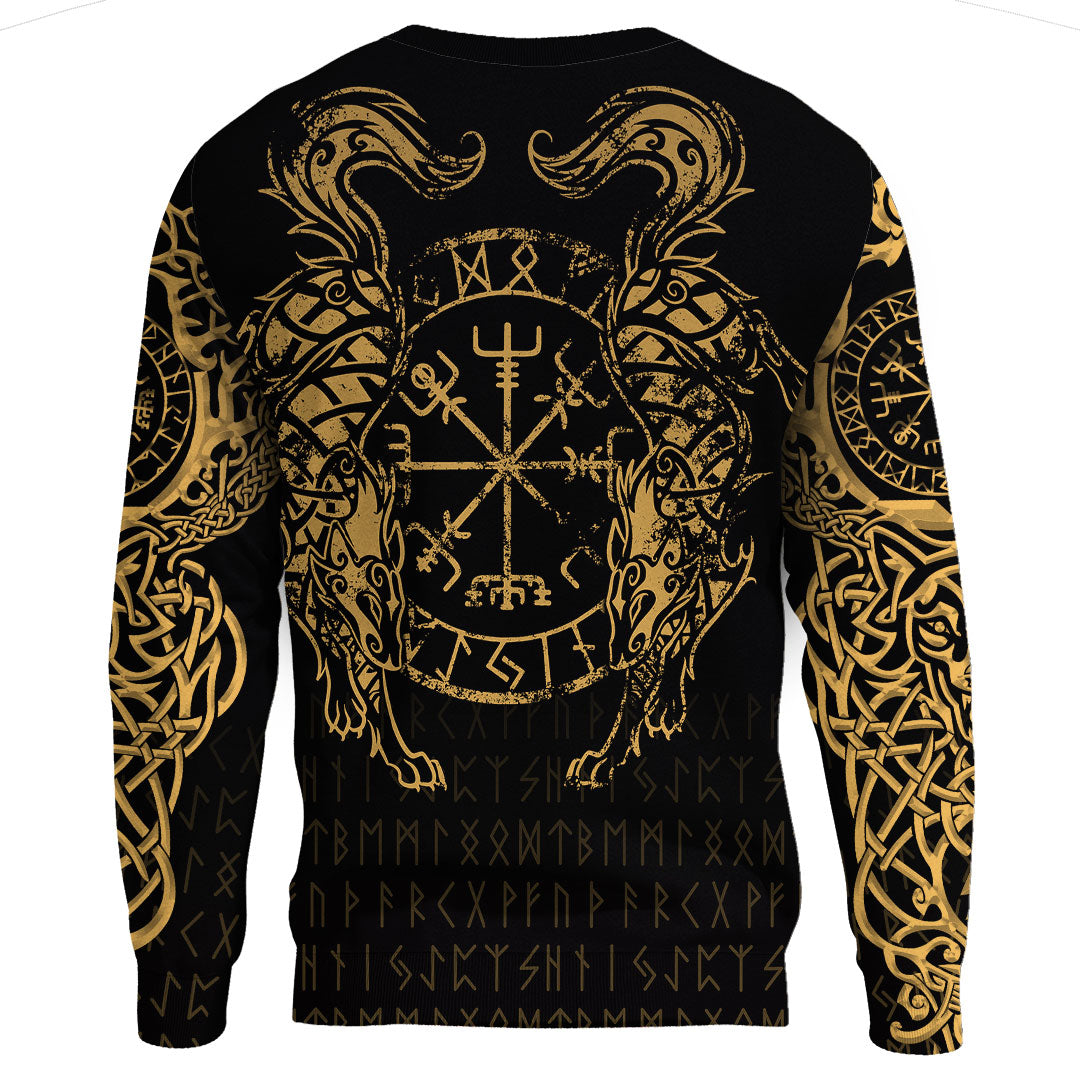 Viking Clothing Viking Compass Vegvisir Tattoo Gold Version Sweatshirts RLT12 - Wonder Print Shop