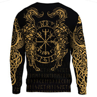 Viking Clothing Viking Compass Vegvisir Tattoo Gold Version Sweatshirts RLT12 - Wonder Print Shop
