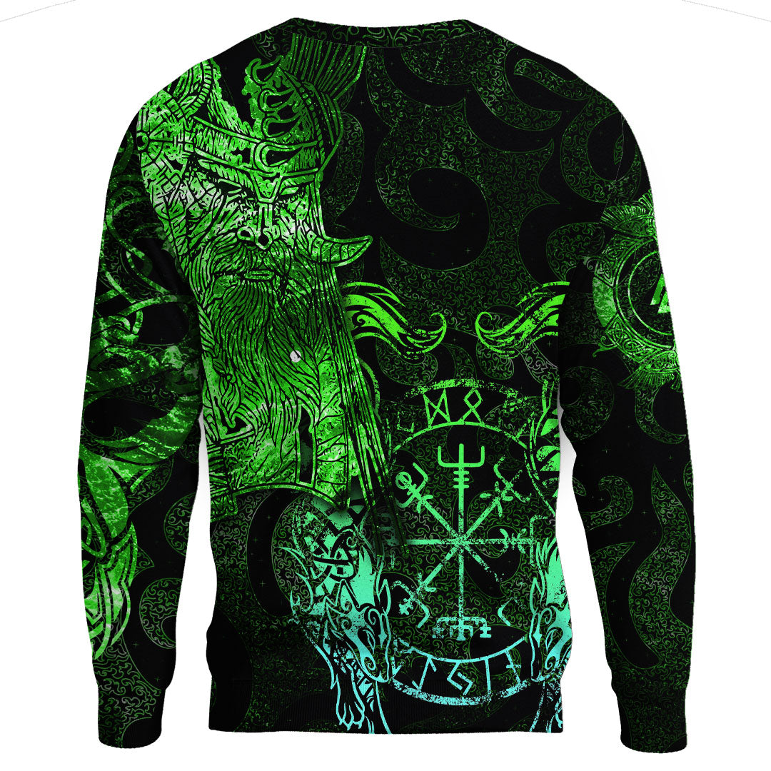 Viking Clothing Viking Odin Tattoo Green Version Sweatshirts RLT12 - Wonder Print Shop