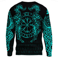 Viking Clothing Viking Compass Vegvisir Tattoo Cyan Version Sweatshirts RLT12 - Wonder Print Shop