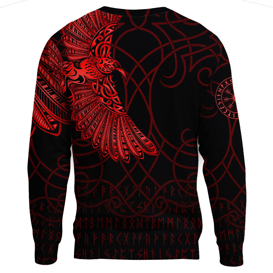 Viking Clothing Viking Odins Raven Tattoo Red Version Sweatshirts RLT12 - Wonder Print Shop