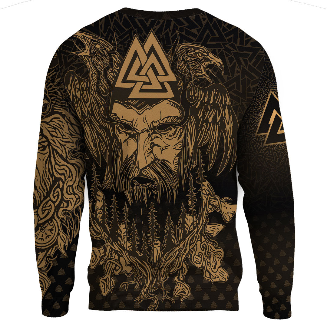 Viking Clothing Viking Odin Raven Tattoo Style Gold Version Sweatshirts RLT12 - Wonder Print Shop