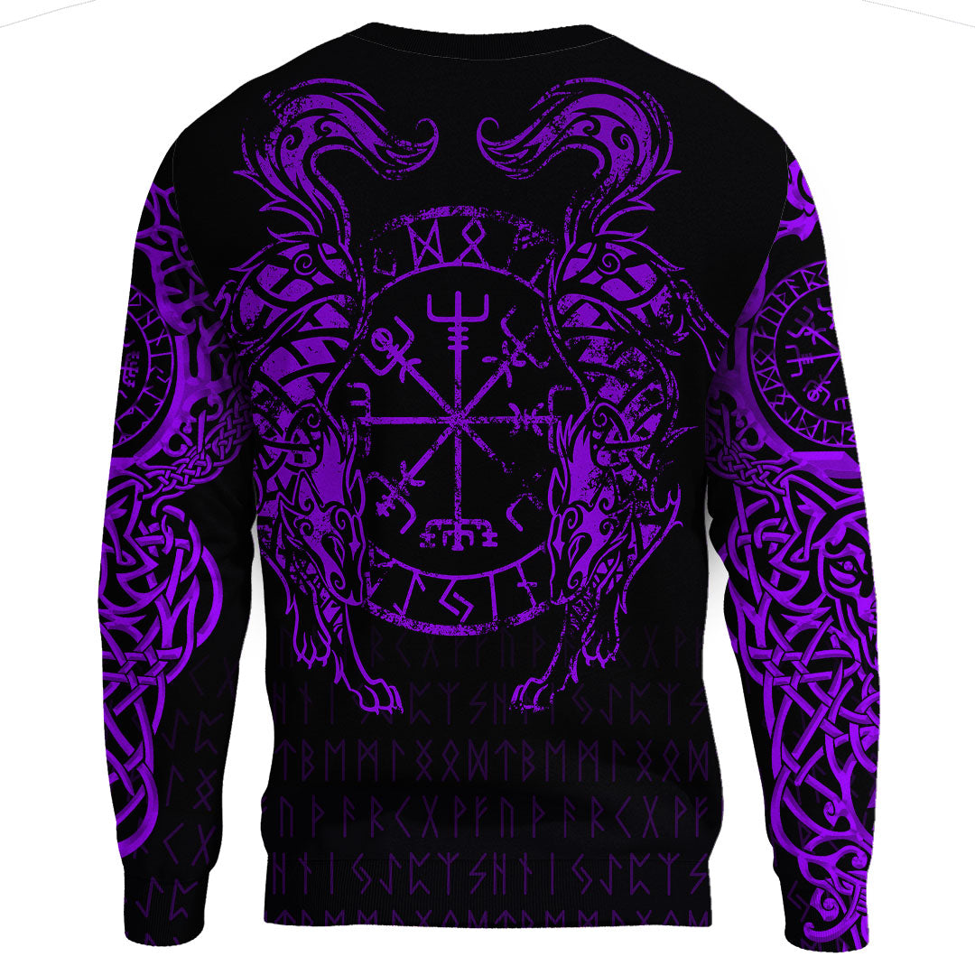 Viking Clothing Viking Compass Vegvisir Tattoo Purple Version Sweatshirts RLT12 - Wonder Print Shop