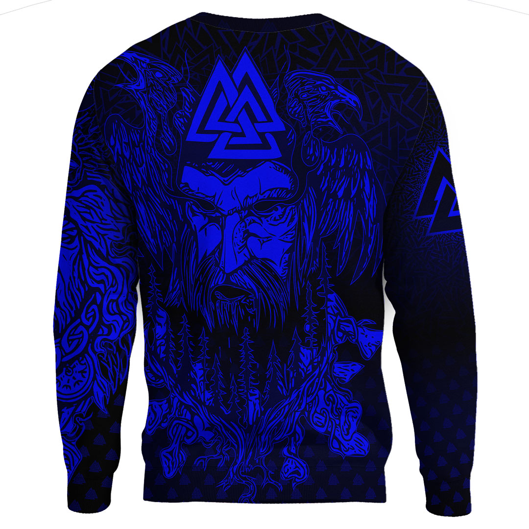 Viking Clothing Viking Odin Raven Tattoo Style Blue Version Sweatshirts RLT12 - Wonder Print Shop