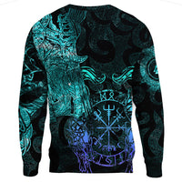 Viking Clothing Viking Odin Tattoo Cyan Version Sweatshirts RLT12 - Wonder Print Shop