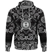 Viking Hoodie Sword Helmet and Shield with Bandana Paisley Style RLT12 - Wonder Print Shop