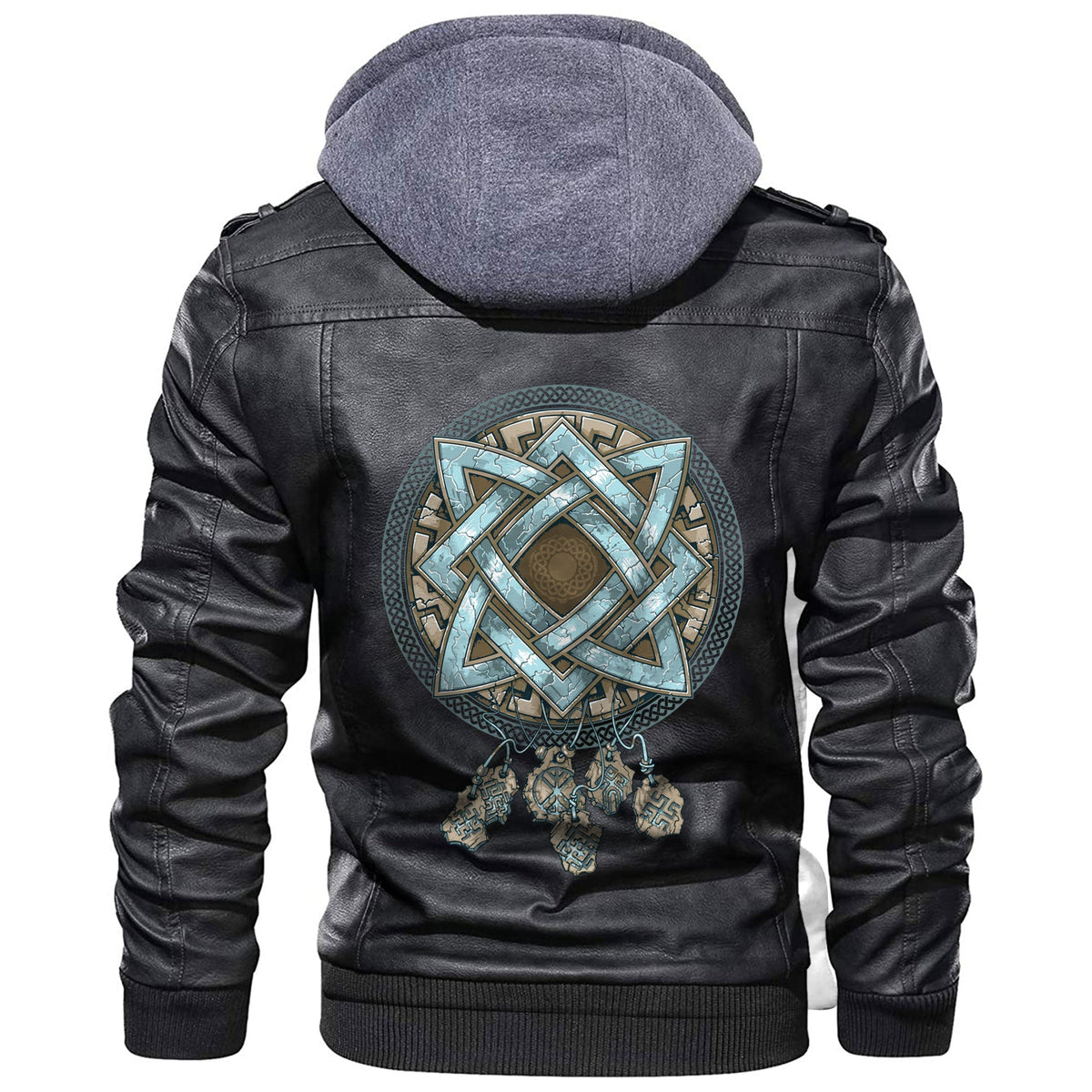 Viking Symbols Of The Gods and Decorative Ornaments Leather Jacket RLT12 - Wonder Print Shop