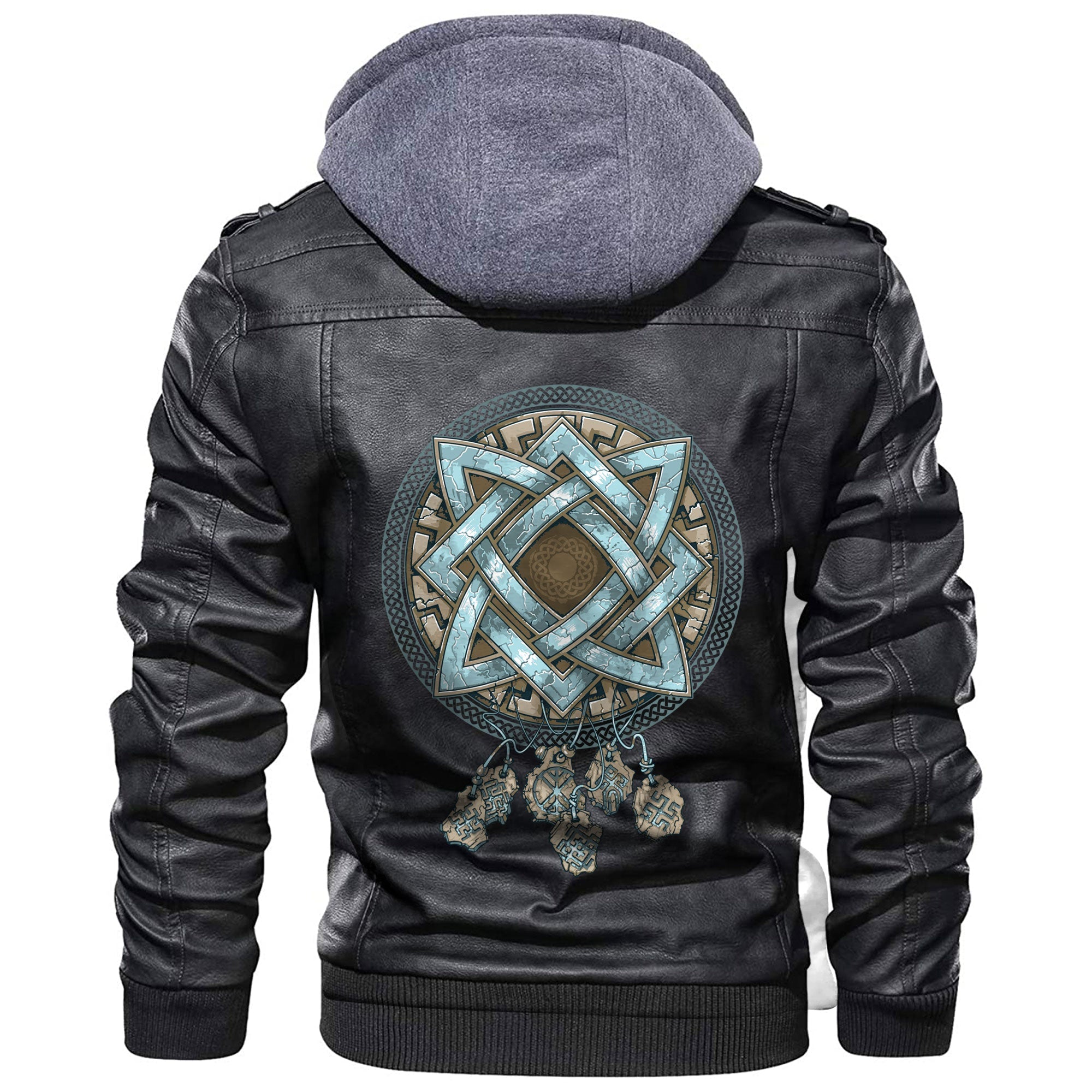 Viking Symbols Of The Gods and Decorative Ornaments Leather Jacket RLT12 - Wonder Print Shop