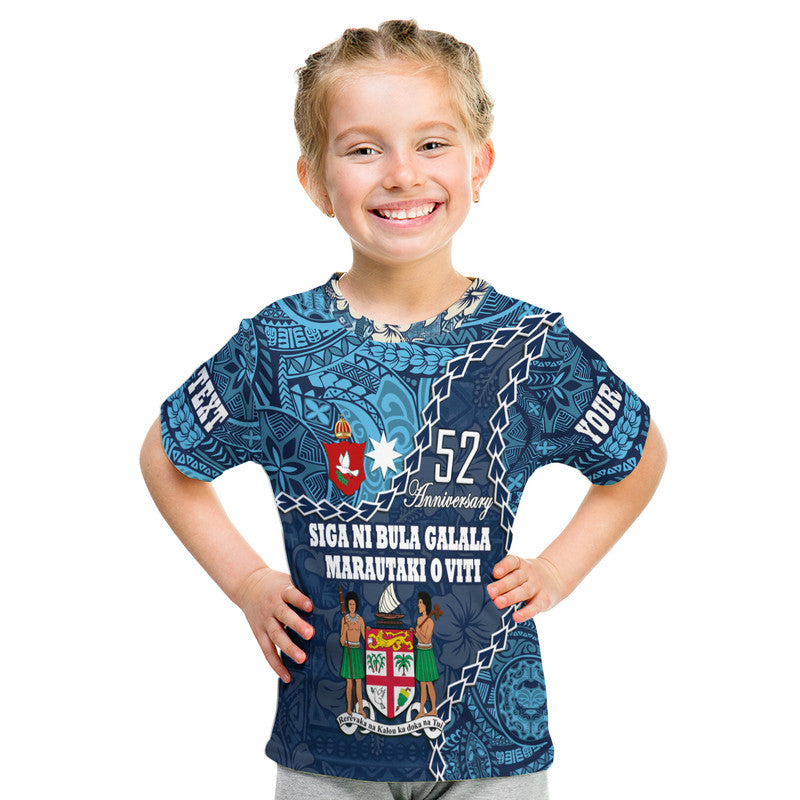 Custom Fiji 52nd Anniversary T Shirt Siga Ni Bula Galala Marautaki O Viti - Wonder Print Shop