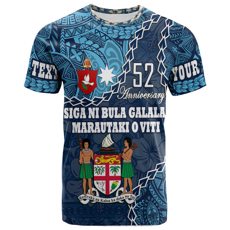 Custom Fiji 52nd Anniversary T Shirt Siga Ni Bula Galala Marautaki O Viti - Wonder Print Shop