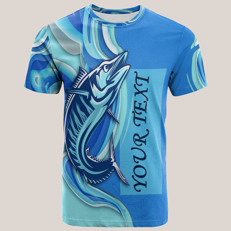 Custom Fathers Day Fishing Quotes T Shirt Ocean Wave Style - Wonder Print Shop