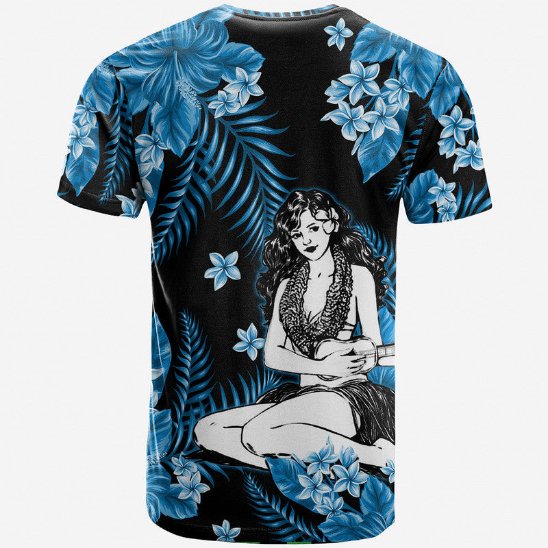 Hawaii Summer Colorful Hula Girl T Shirt Light Blue LT6 - Wonder Print Shop