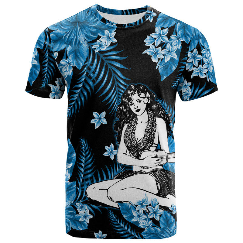 Hawaii Summer Colorful Hula Girl T Shirt Light Blue LT6 - Wonder Print Shop