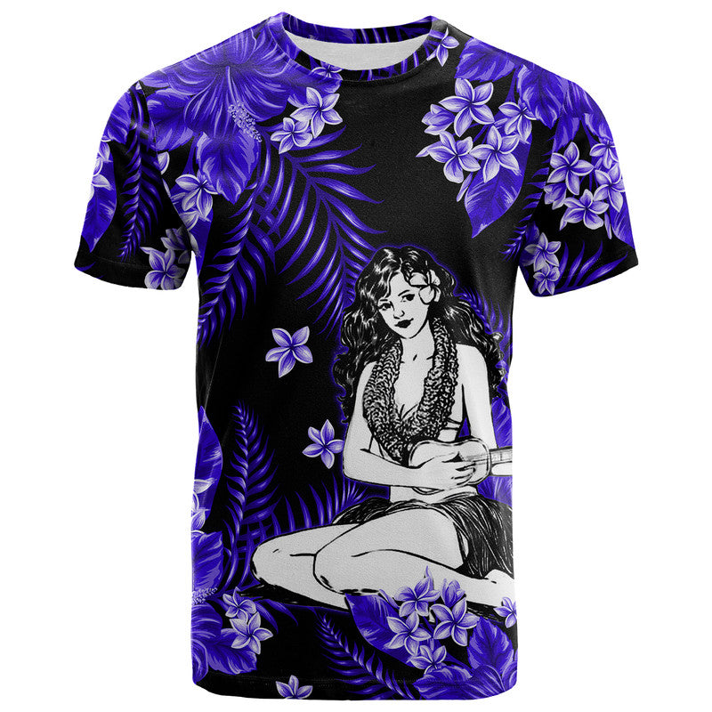 Hawaii Summer Colorful Hula Girl T Shirt Dark Blue LT6 - Wonder Print Shop