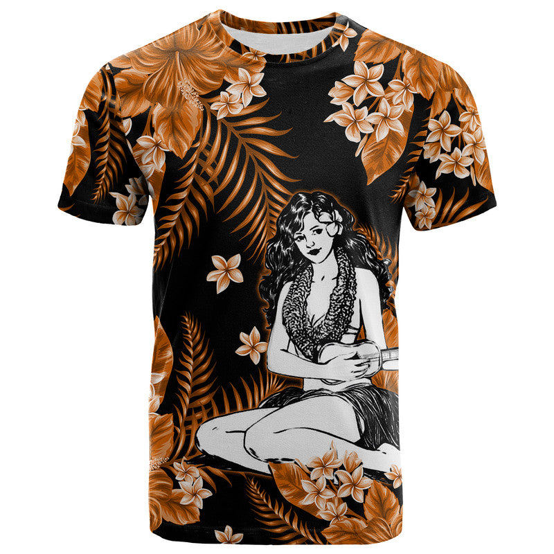 Hawaii Summer Colorful Hula Girl T Shirt Orange LT6 - Wonder Print Shop