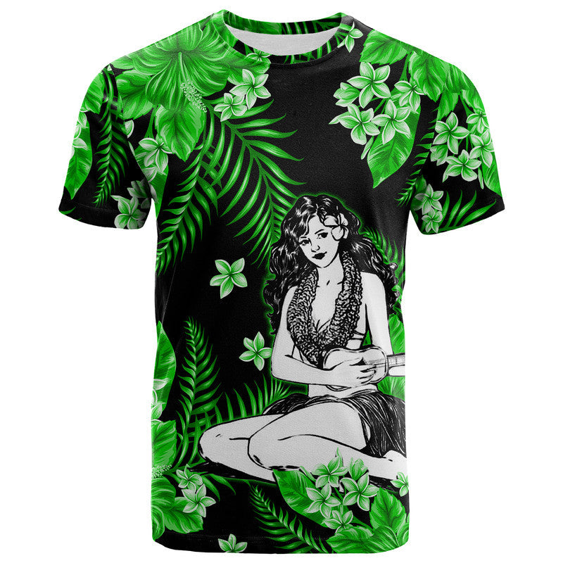 Hawaii Summer Colorful Hula Girl T Shirt Green LT6 - Wonder Print Shop
