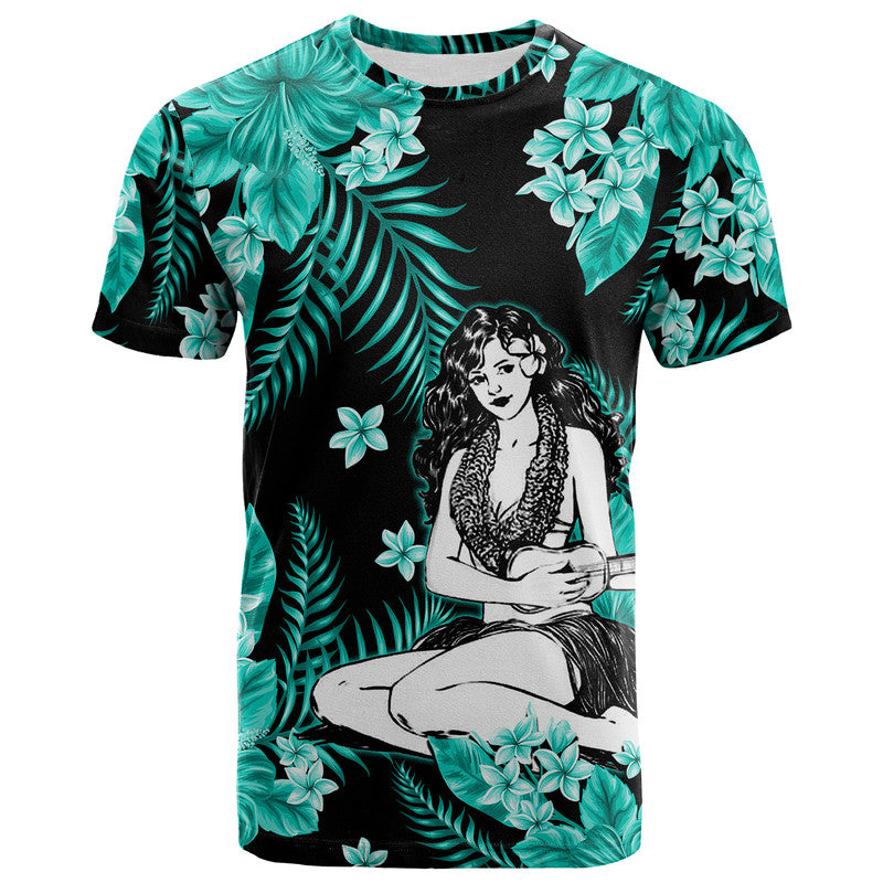 Hawaii Summer Colorful Hula Girl T Shirt Turquesa LT6 - Wonder Print Shop