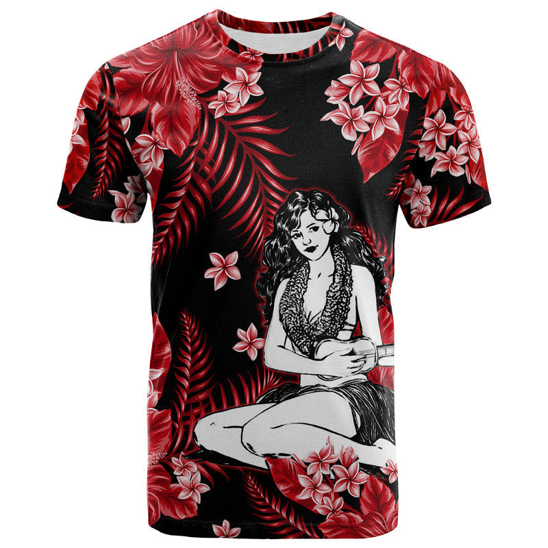 Hawaii Summer Colorful Hula Girl T Shirt Red LT6 - Wonder Print Shop