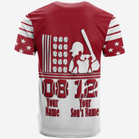 Custom Fathers Day America Dad and Son Baseball Player T Shirt Red No.1 - Wonder Print Shop