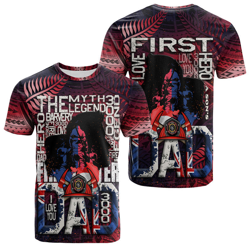 Fathers Day New Zealand Firefighter Dad T Shirt Maori Pattern Style - Wonder Print Shop