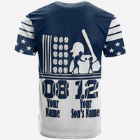 Custom Fathers Day America Dad and Son Baseball Player T Shirt Blue No.1 - Wonder Print Shop