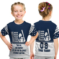 Custom Fathers Day America Dad and Son Baseball Player T Shirt Blue No.2 - Wonder Print Shop