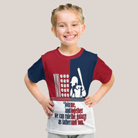 Custom Fathers Day America Dad and Son Baseball Player T Shirt Mixed Blue and Red - Wonder Print Shop