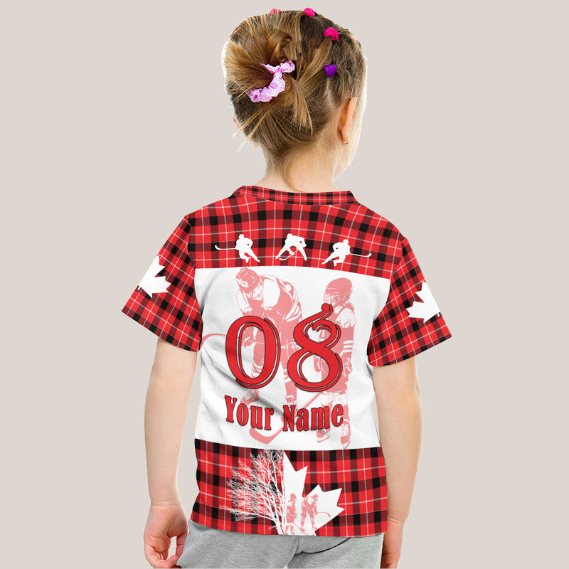 Custom Fathers Day Canada Hockey T Shirt Maple Leaf Tartan - Wonder Print Shop
