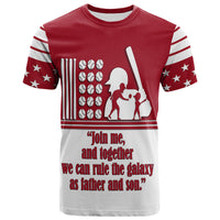 Custom Fathers Day America Dad and Son Baseball Player T Shirt Red No.1 - Wonder Print Shop