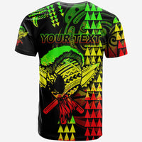 Crewneck T-shirt with black base, 'YOUR TEXT' top print, neon green/yellow tribal warrior