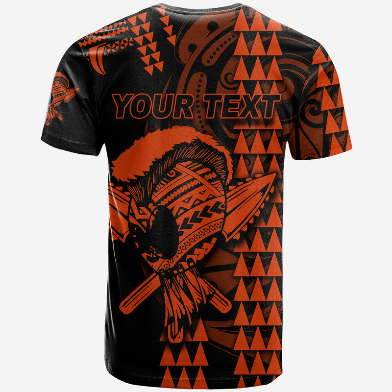 Custom Hawaii Polynesian Warrior Kakau T Shirt Orange LT6 - Wonder Print Shop