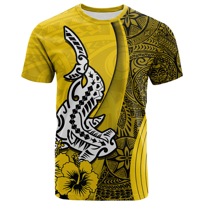 Hawaiian Shark Polynesian T Shirt Vibe Yellow Style LT6 - Wonder Print Shop
