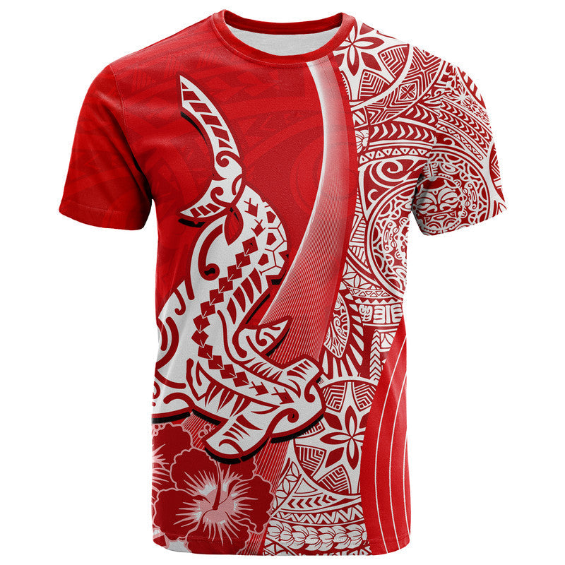 Hawaiian Shark Polynesian T Shirt Vibe Red Style LT6 - Wonder Print Shop
