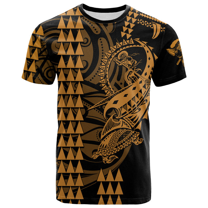 Custom Hawaii Polynesian Warrior Kakau T Shirt Gold LT6 - Wonder Print Shop