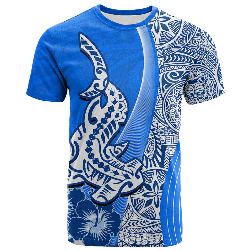 Hawaiian Shark Polynesian T Shirt Vibe Blue Style LT6 - Wonder Print Shop
