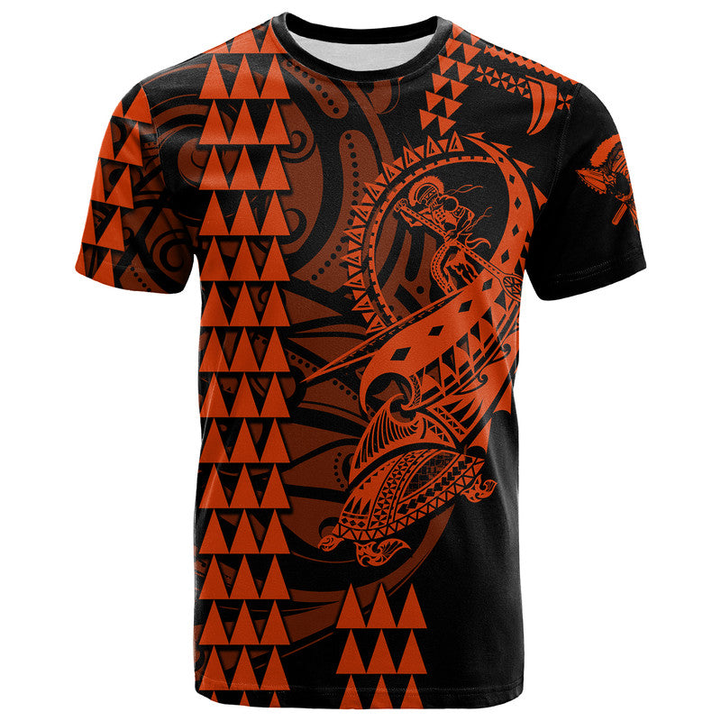 Custom Hawaii Polynesian Warrior Kakau T Shirt Orange LT6 - Wonder Print Shop