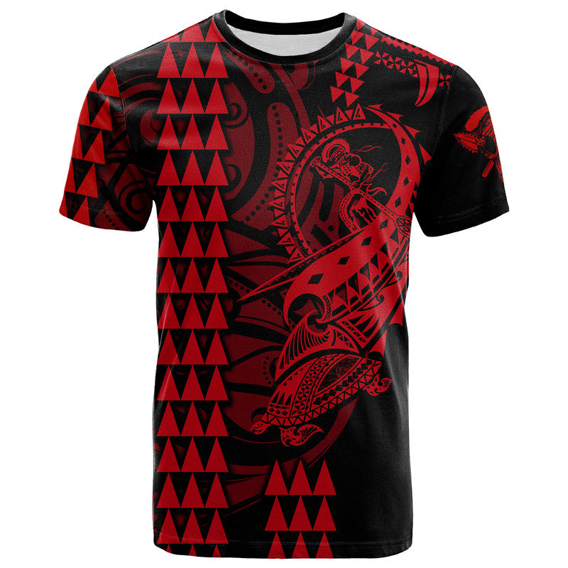 Custom Hawaii Polynesian Warrior Kakau T Shirt Red LT6 - Wonder Print Shop