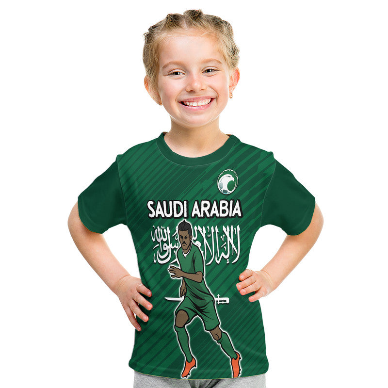 Saudi Arabia Football with Flag Background T Shirt - Wonder Print Shop