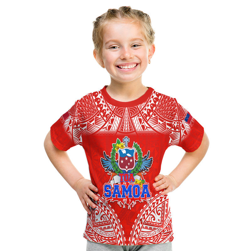 Custom Toa Samoa Polynesian Rugby T Shirt Samoan Flag Red Color - Wonder Print Shop