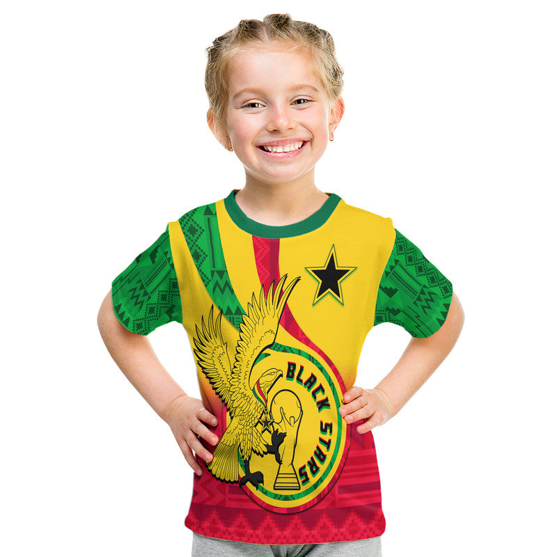 Custom Ghana Football Black Star and Golden Tawny Eagles T Shirt - Wonder Print Shop