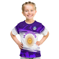 Custom Argentina Sol de Mayo La Albiceleste Flag Style T Shirt Purple - Wonder Print Shop