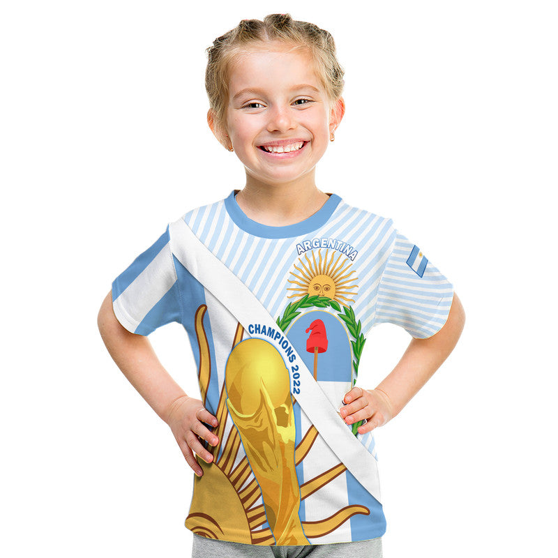Custom Argentina Champions World Cup 2022 T Shirt La Albiceleste Sol de Mayo - Wonder Print Shop